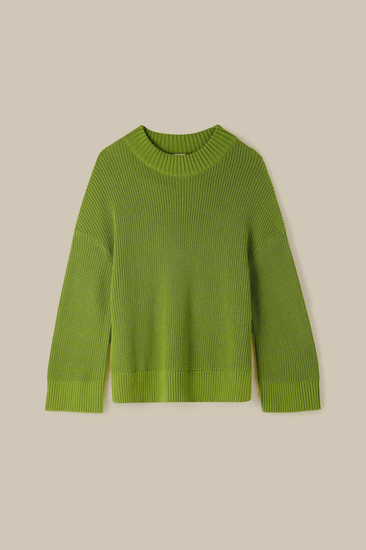 Amari - Oversized Knitted Jumper in Lima Bean Green