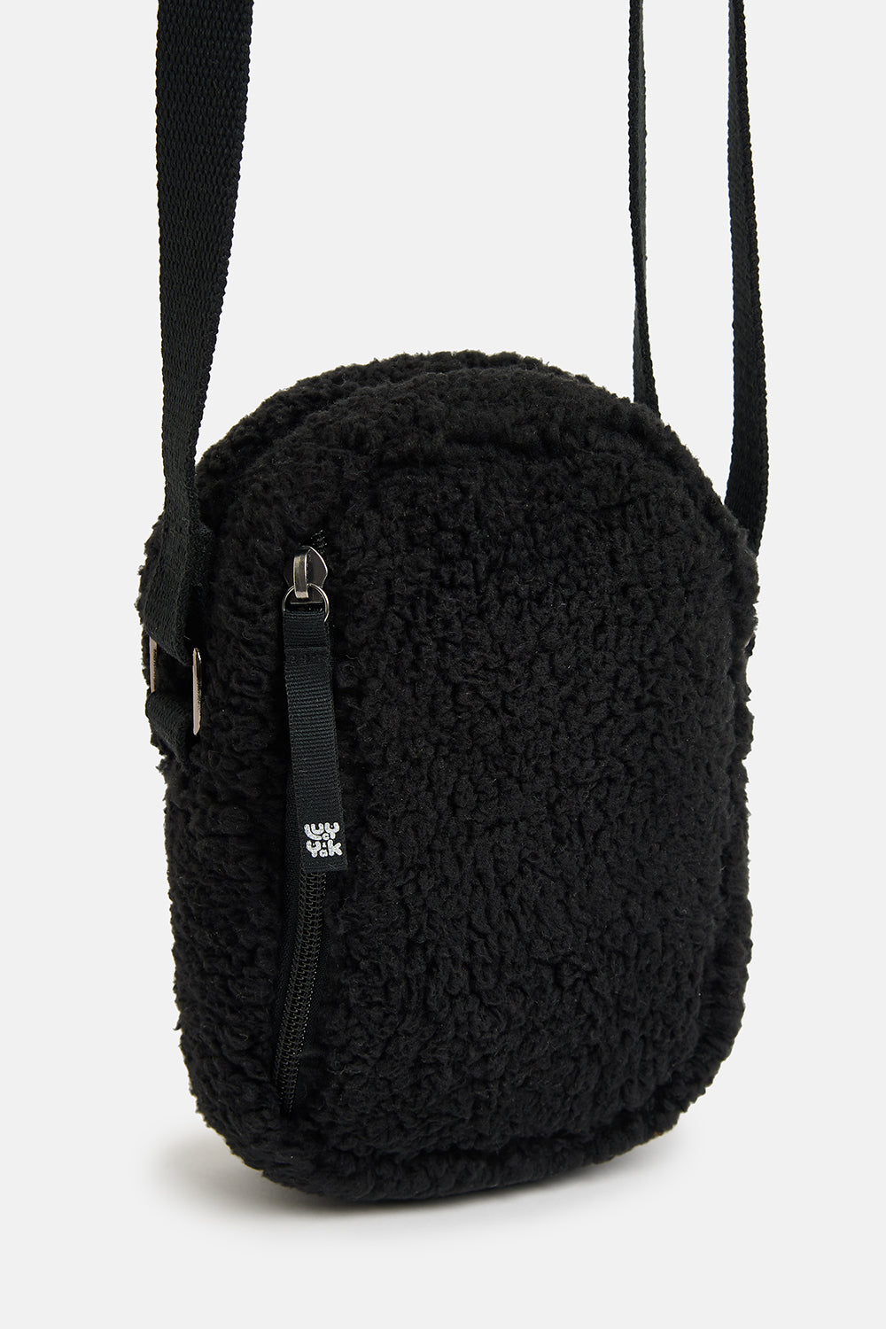 Brady - Borg Crossbody Bag in Black