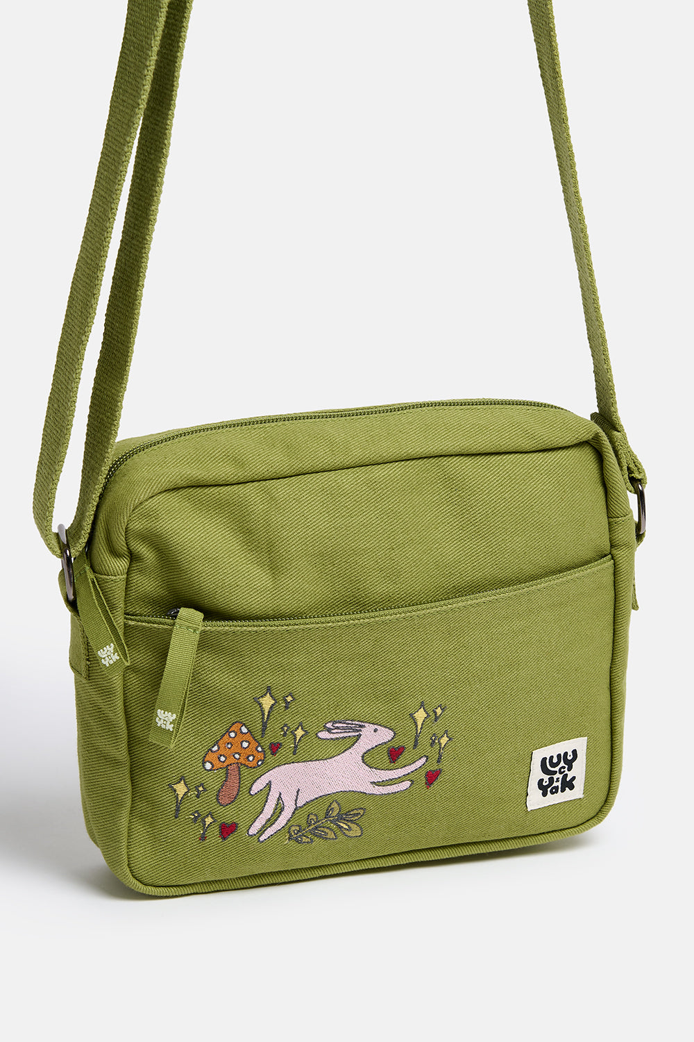 L.E. Dara - Cotton Crossbody Bag in Bunnies Embroidery