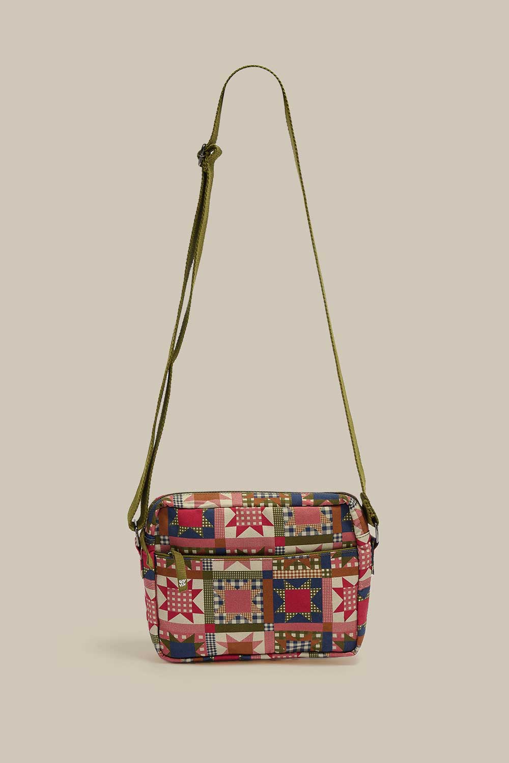 Dara - Cotton Crossbody Bag in Follow Trails Patchwork Print