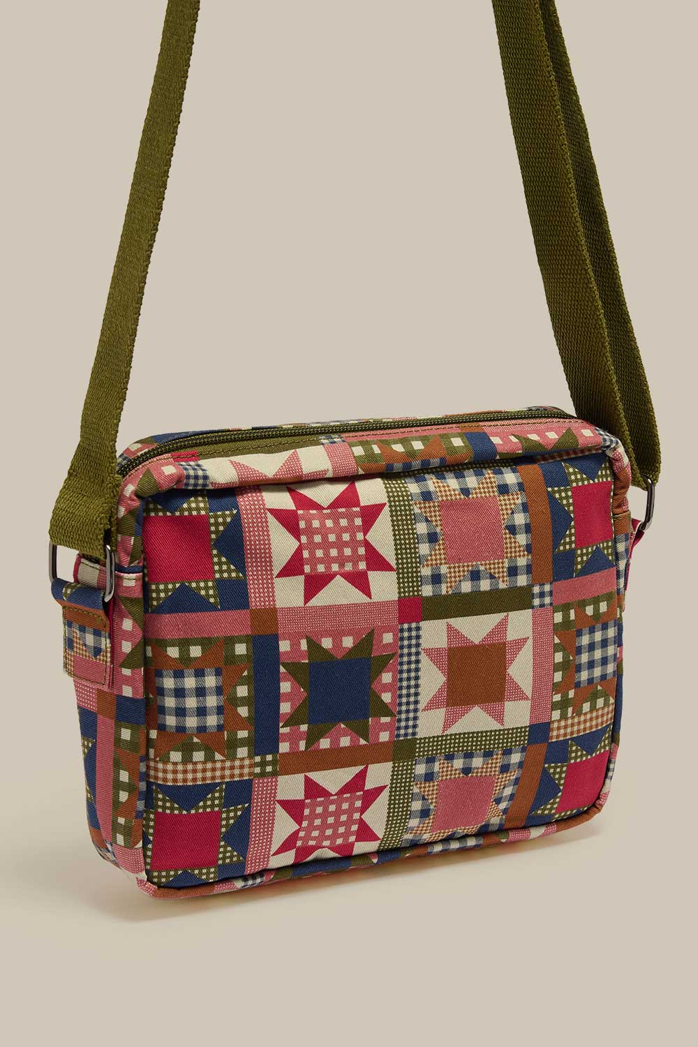 Dara - Cotton Crossbody Bag in Follow Trails Patchwork Print