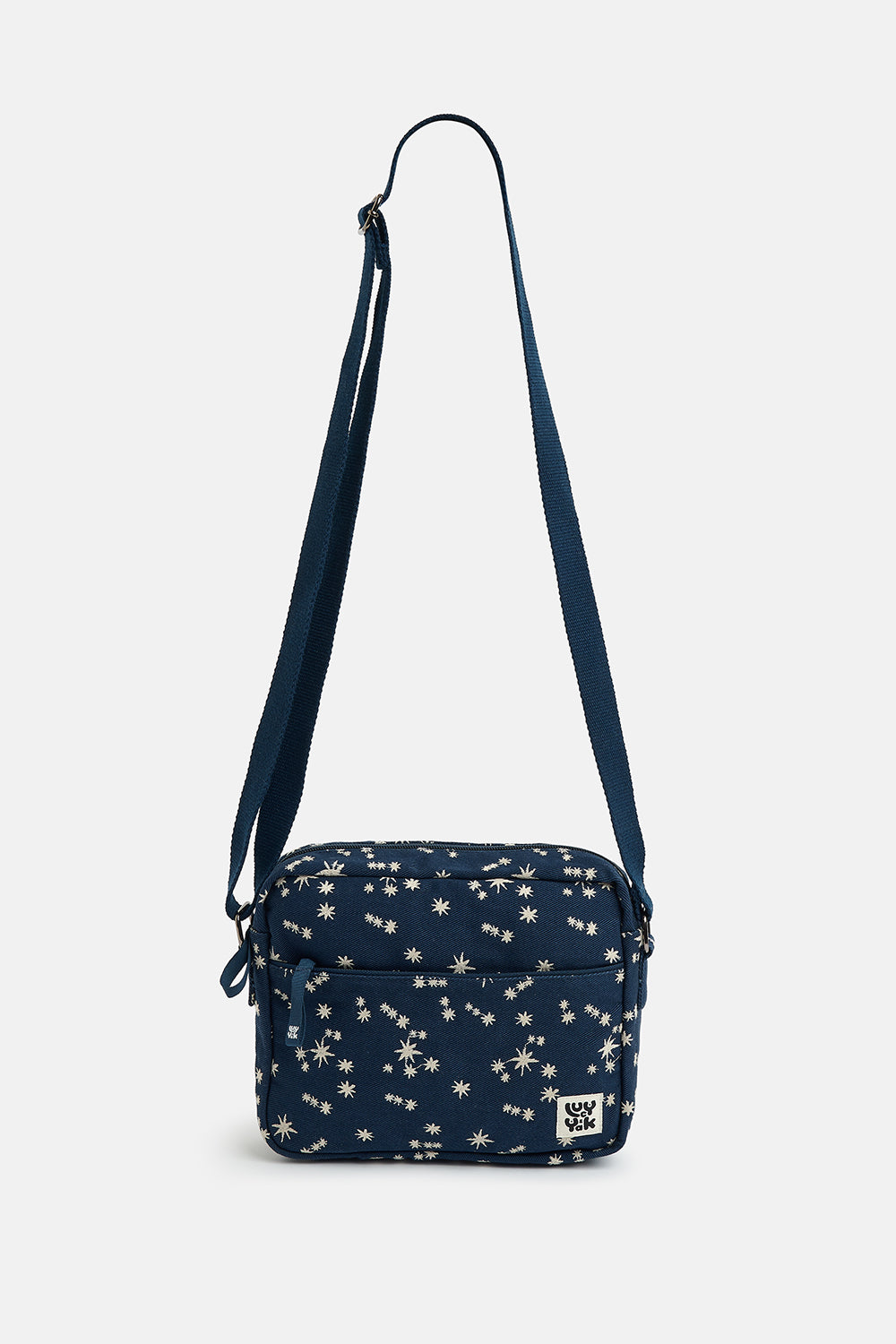 Dara - Cotton Crossbody Bag in Navy with Star Embroidery