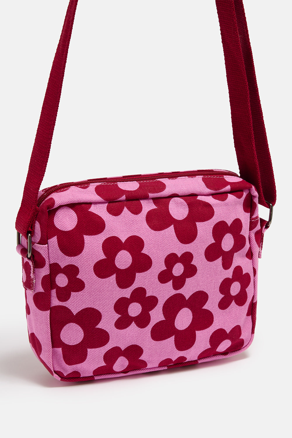 Dara - Cotton Crossbody Bag in Pink and Red Bubble Floral
