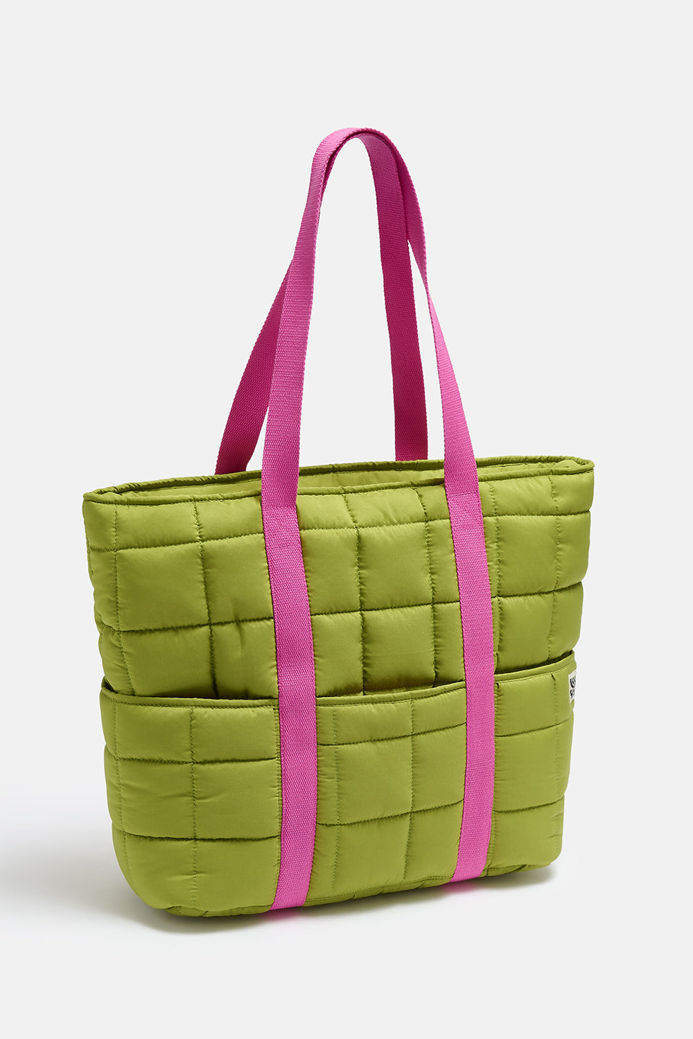 Dax - Quilted Tote in Lima Bean Green & Pink