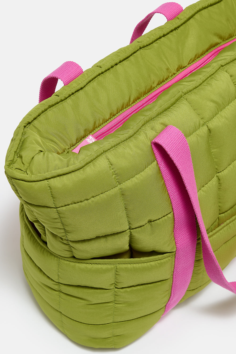 Dax - Quilted Tote in Lima Bean Green & Pink
