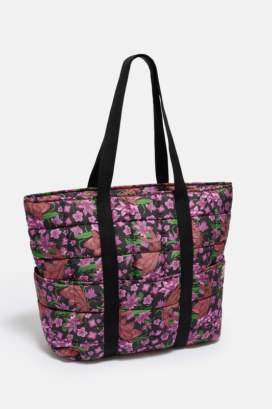 Dax - Quilted Tote in Pink Koi Print