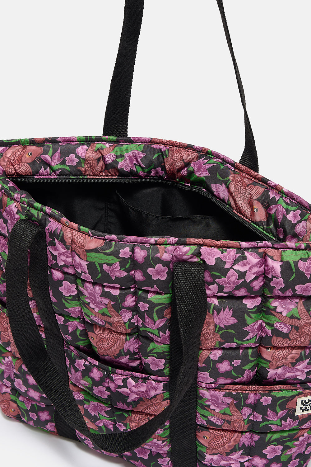 Dax - Quilted Tote in Pink Koi Print