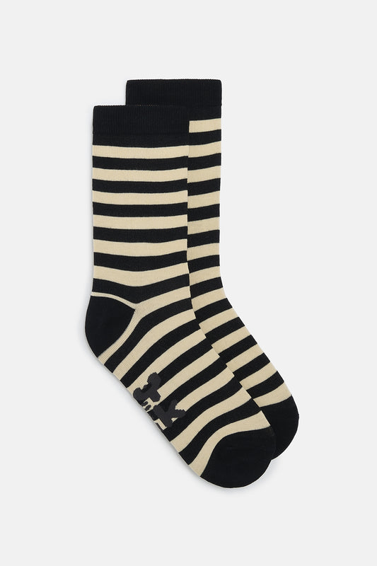 JoJo - Cotton Socks in Black & Ecru Stripe