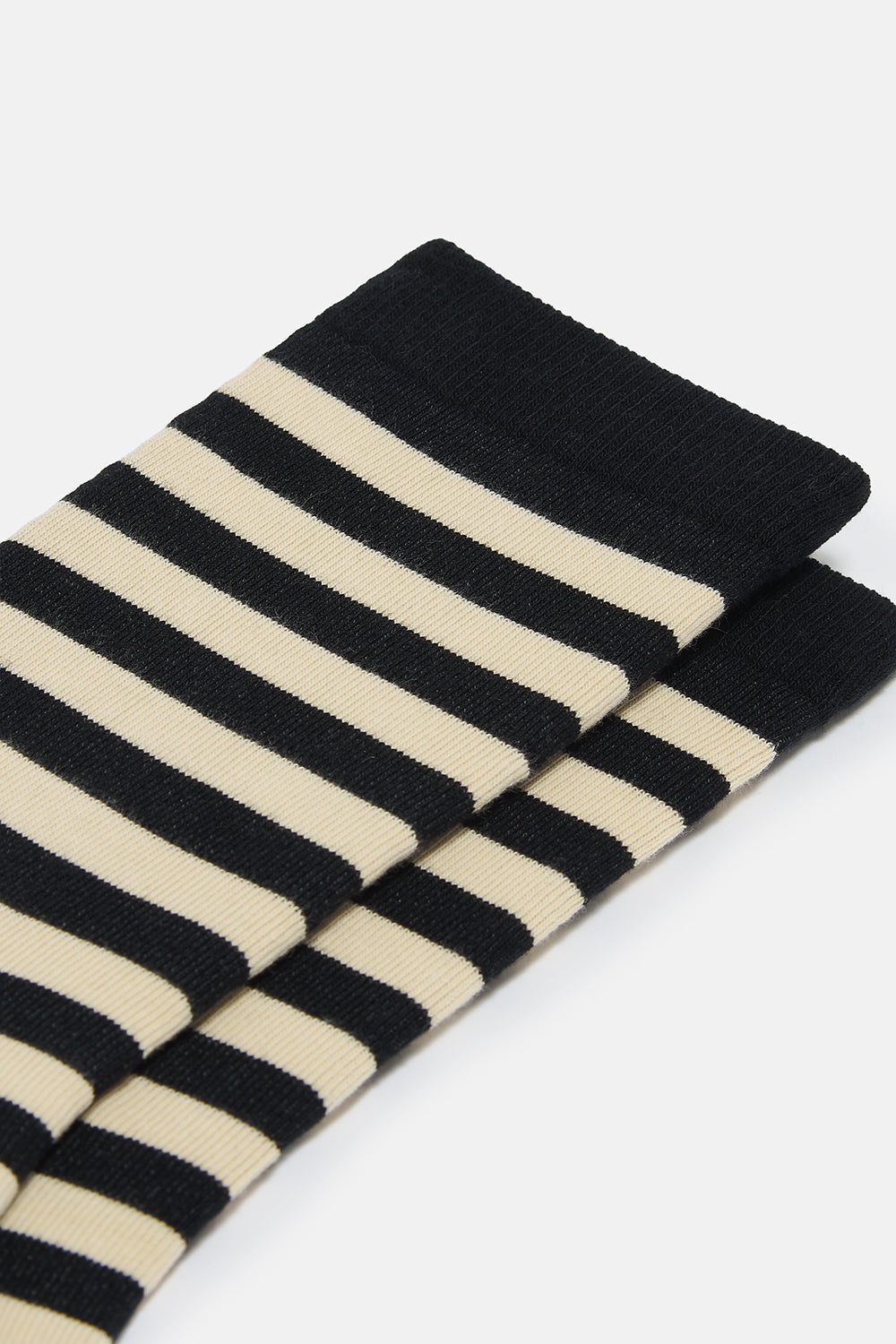 JoJo - Cotton Socks in Black & Ecru Stripe