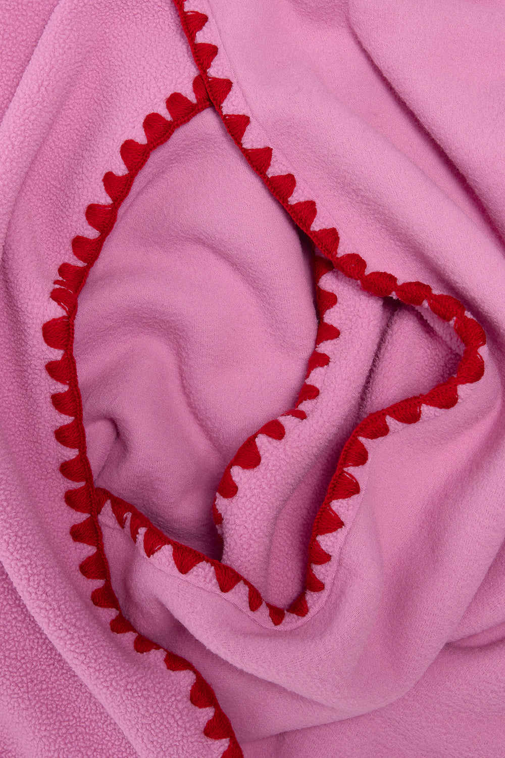 Kiri - Polar Fleece Blanket Stitch Scarf in Pink & Red
