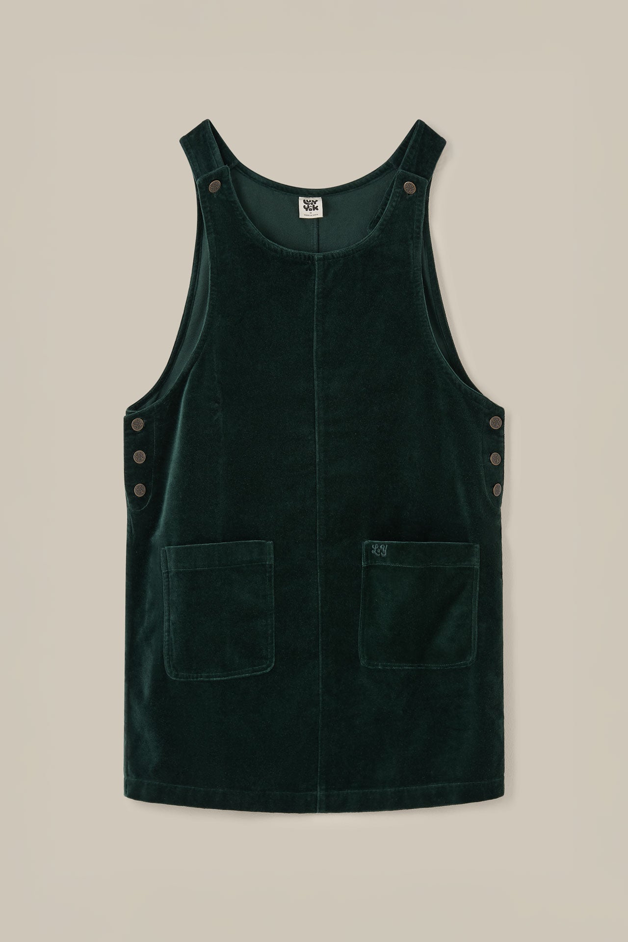 Layla - Mini Cotton Velvet Dress in Jade