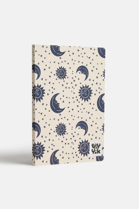 Nori - Notebook in Navy & Ecru Celestial Print