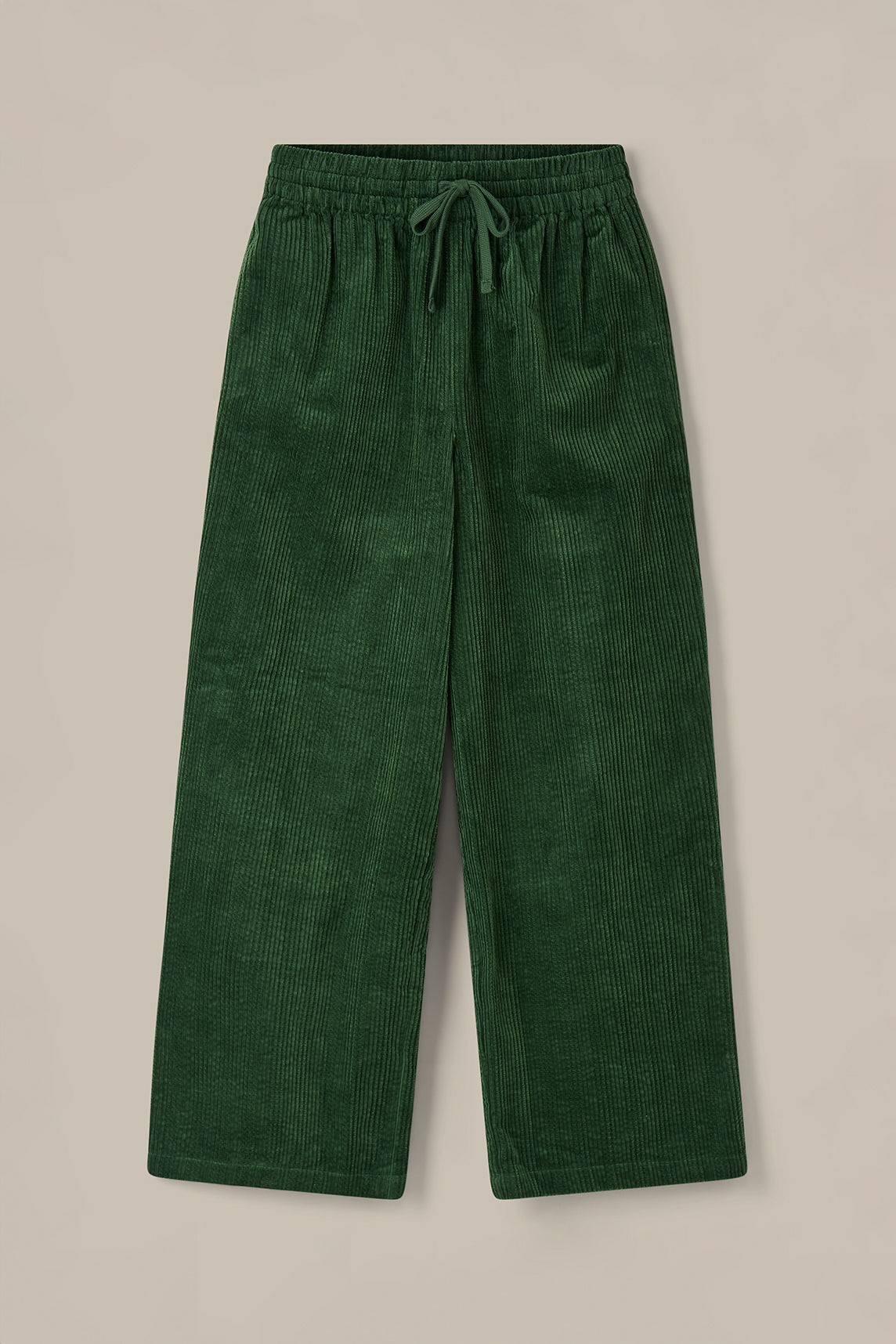 Norris - Wide Leg Corduroy Trousers in Fir Green