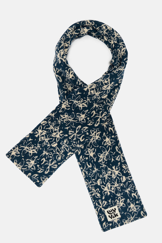 Ola - Polar Fleece Scarf in Inked Blue Floral Print
