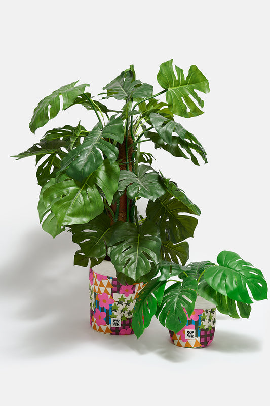 Runa - Plant Pot Covers in Cotton Young At Heart Print (2 Pack)