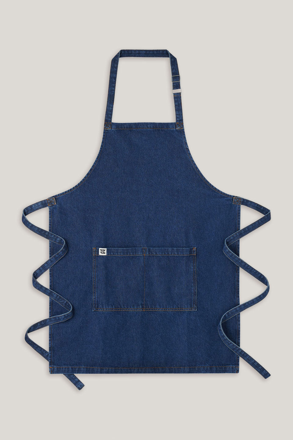 Amaia - Heavyweight Apron Organic Cotton Denim in Mid Wash Blue