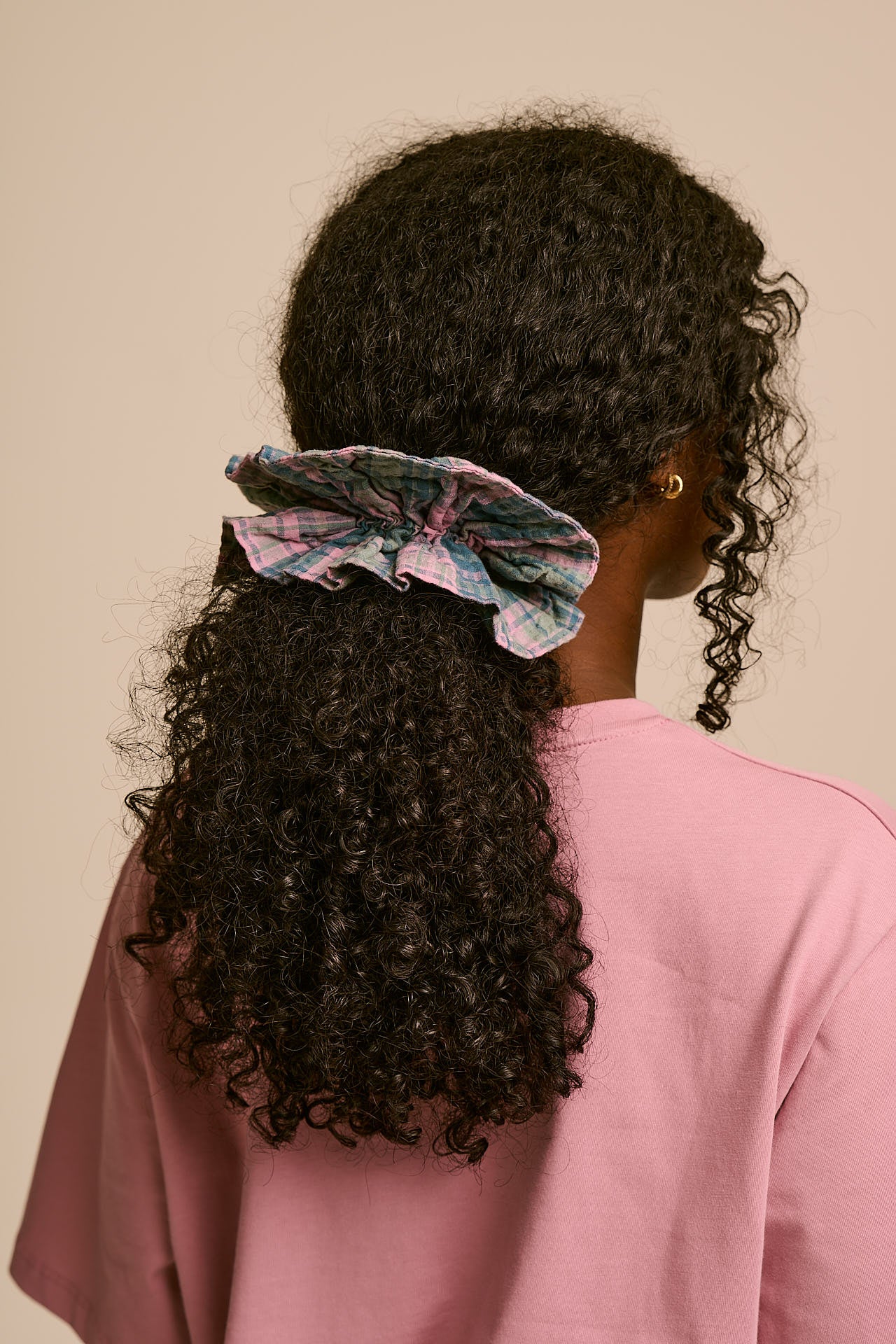 Anya - Double Layered Scrunchie in Seersucker Palace Check