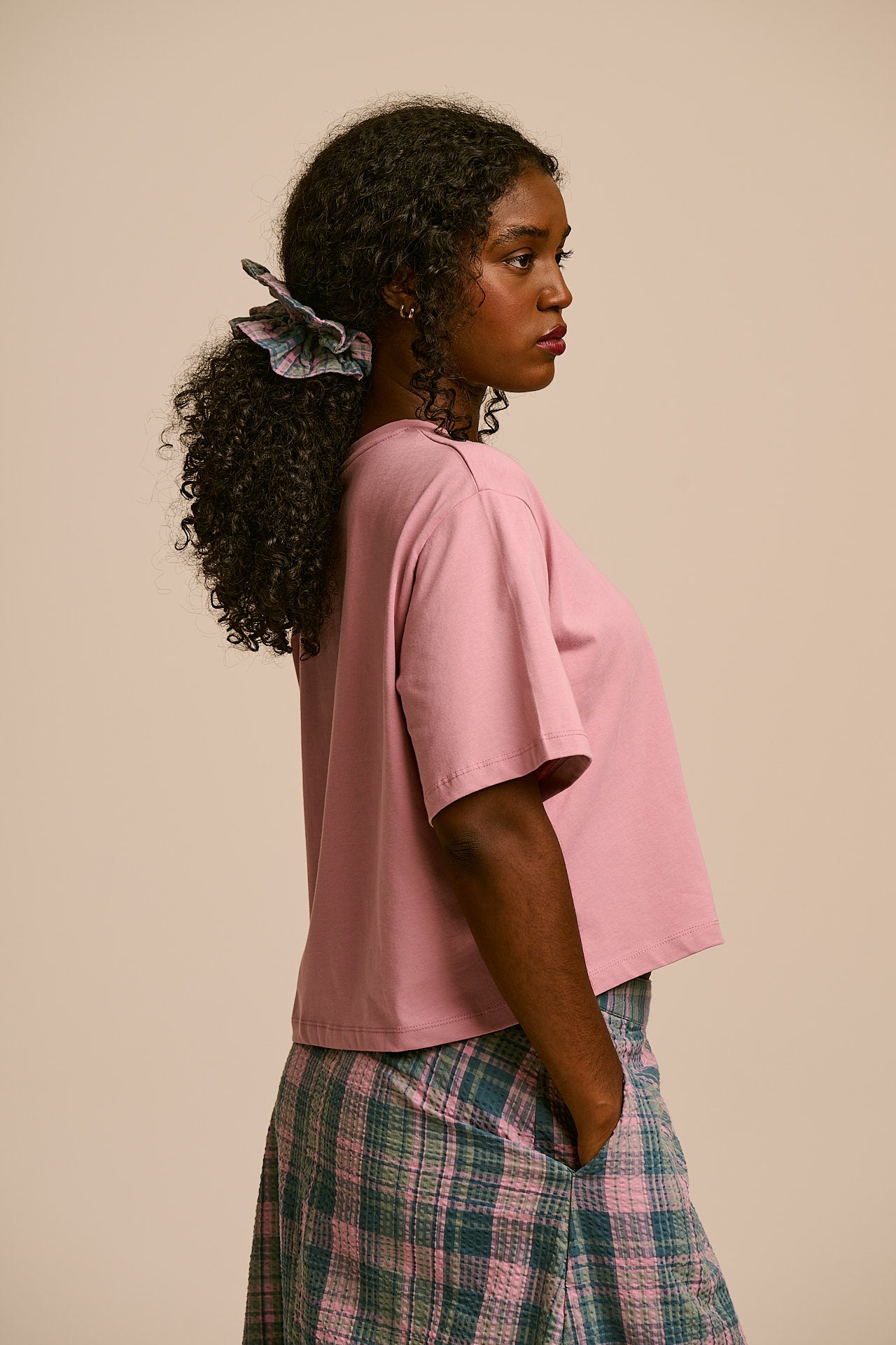 Anya - Double Layered Scrunchie in Seersucker Palace Check