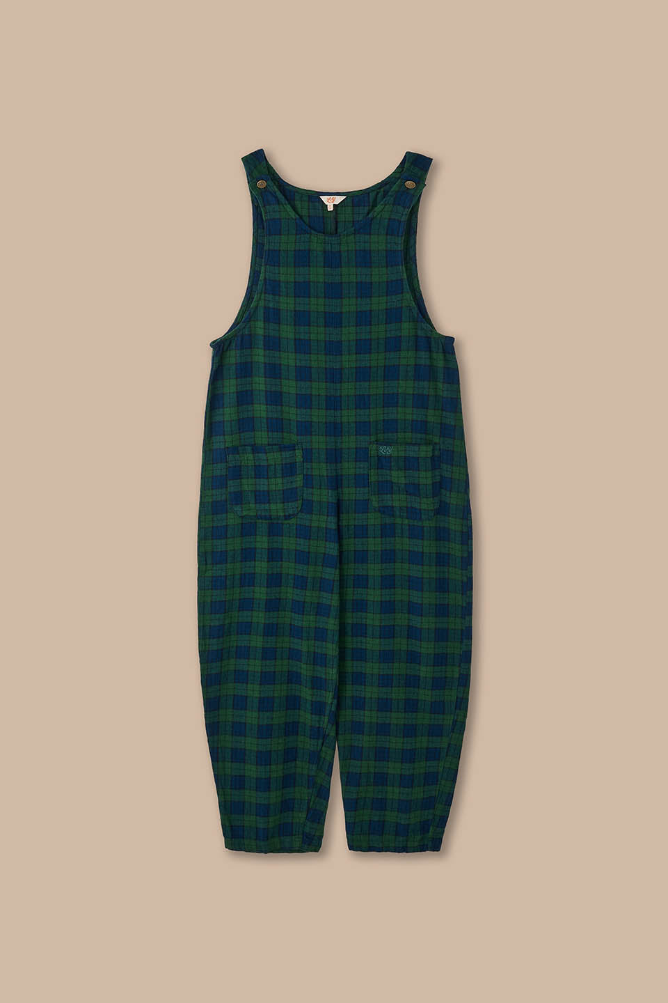 Ara - Organic Cotton Brushed Dungarees in Wilderness Tartan