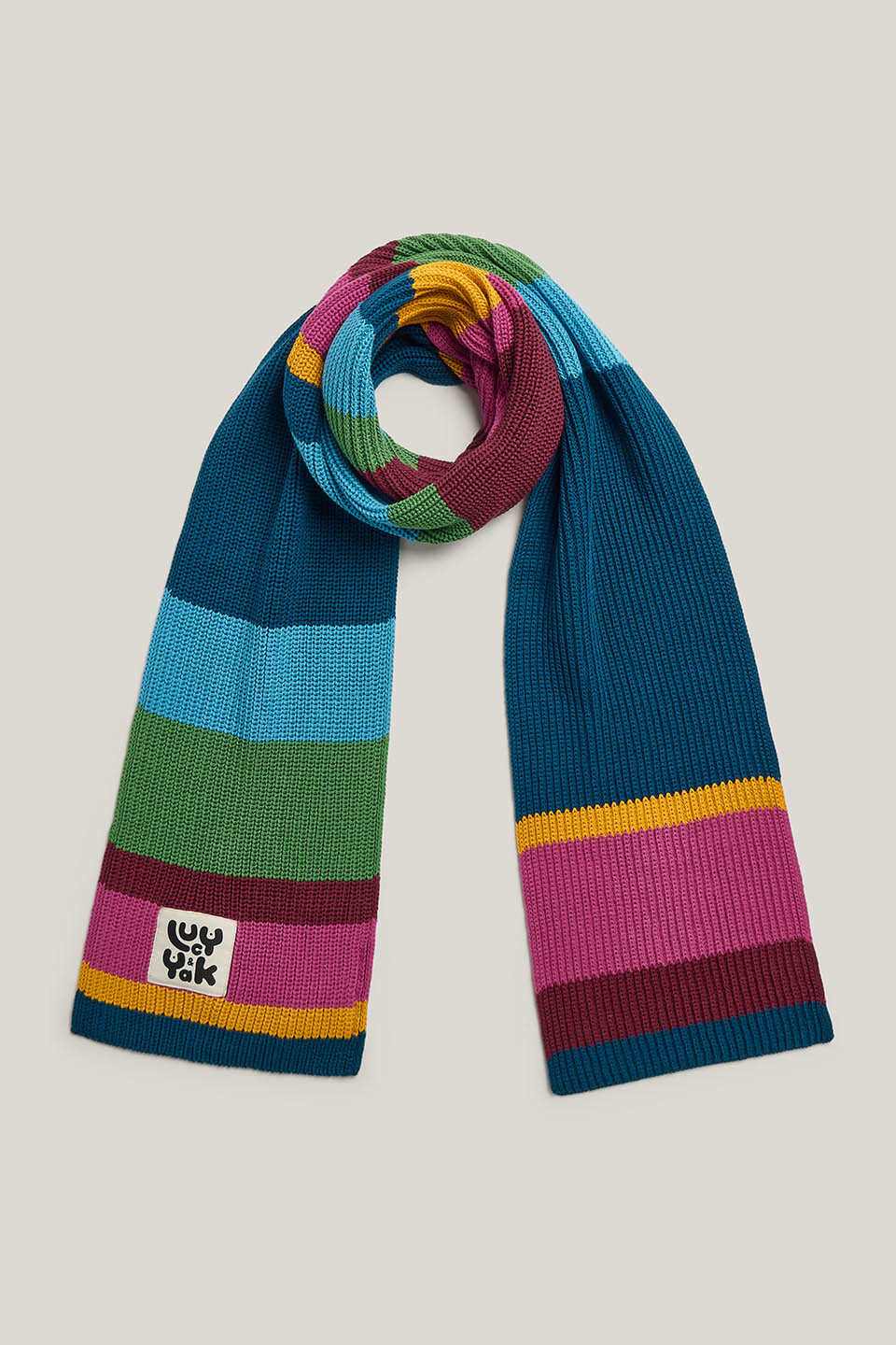 Aroha - Organic Cotton Knitted Scarf in Masquerade Stripe