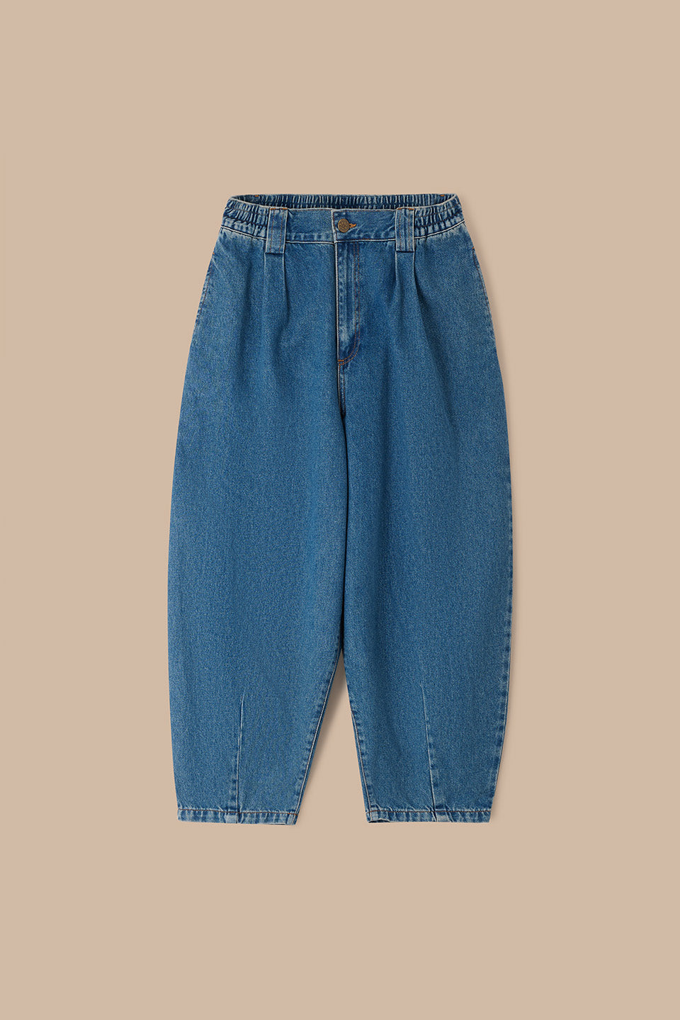 Ashby - Barrel Leg Jeans Organic Cotton Denim in Mid Wash Blue (New Fit)