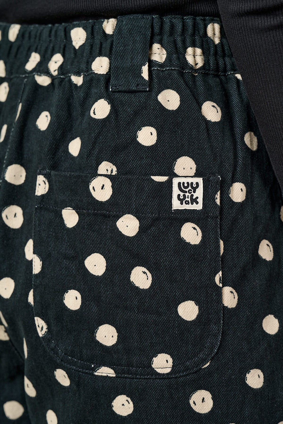 Ashby - Organic Cotton Barrel in Polka Dot Black and Ecru