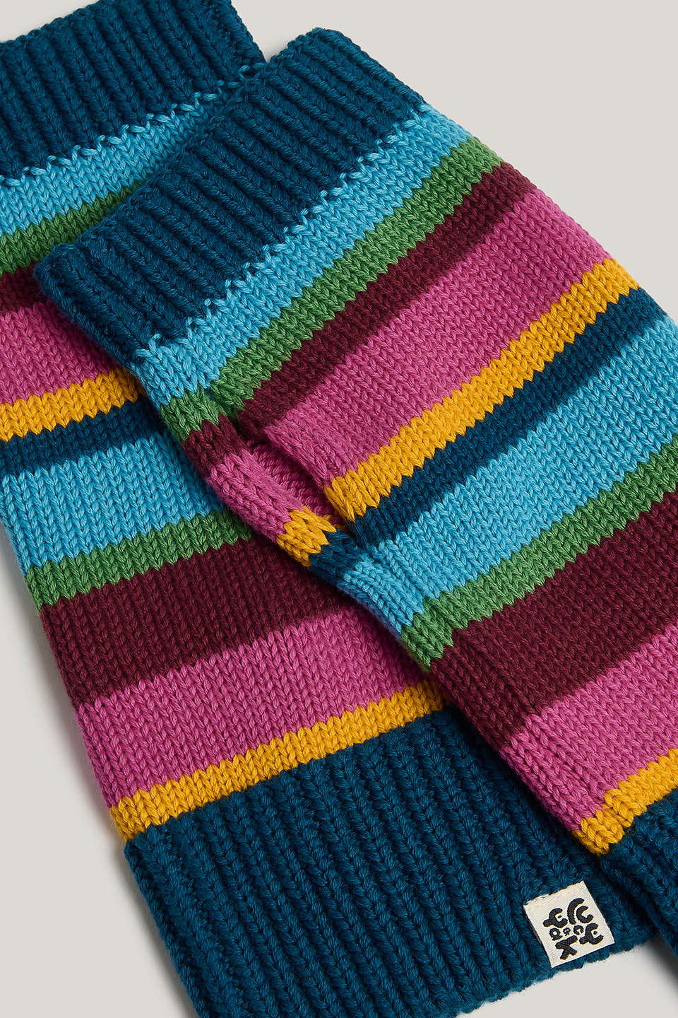 Caspian - Fingerless Knitted Gloves in Masquerade Rainbow