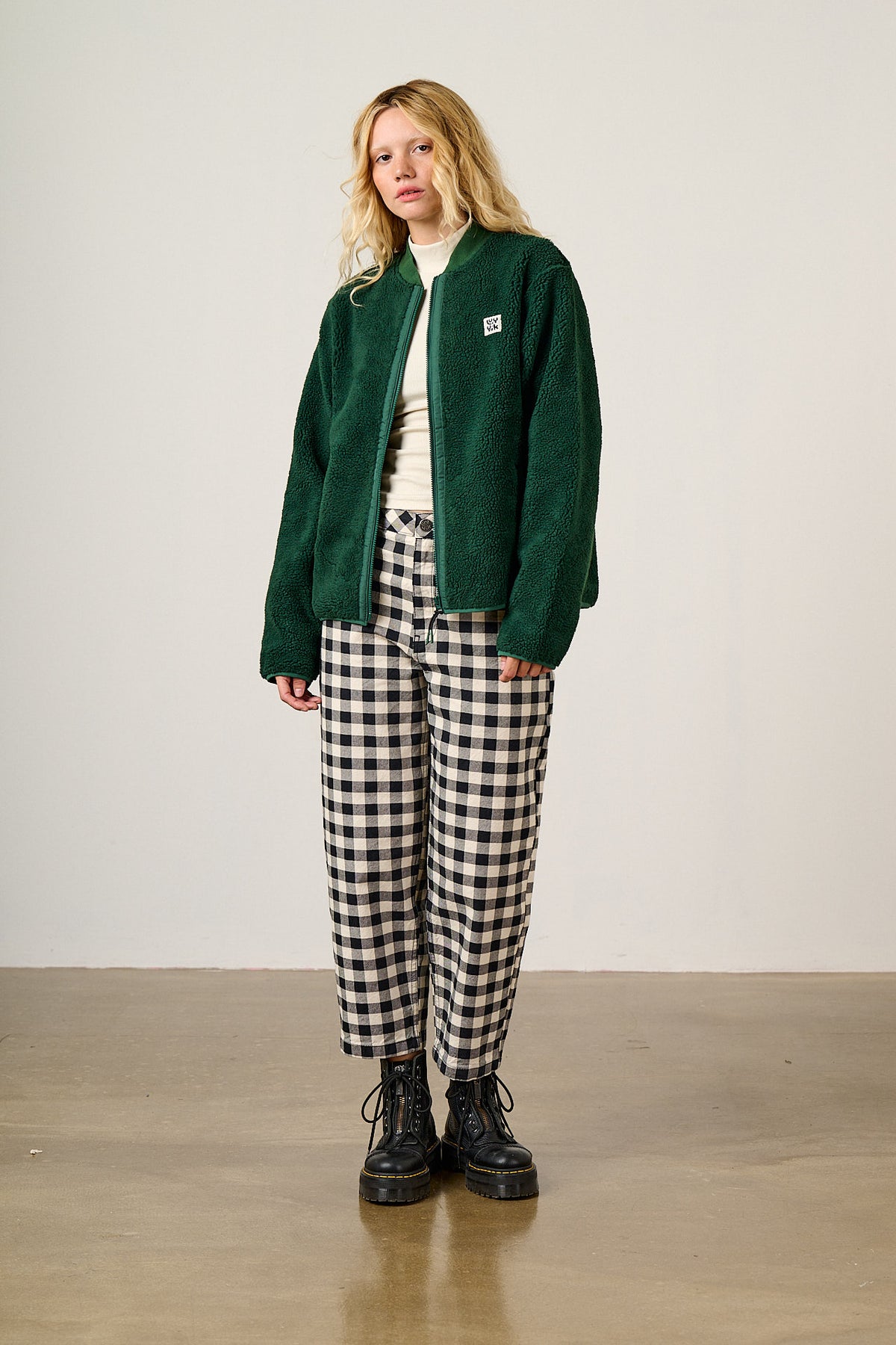Cassie - Fleece Bomber Jacket in Green