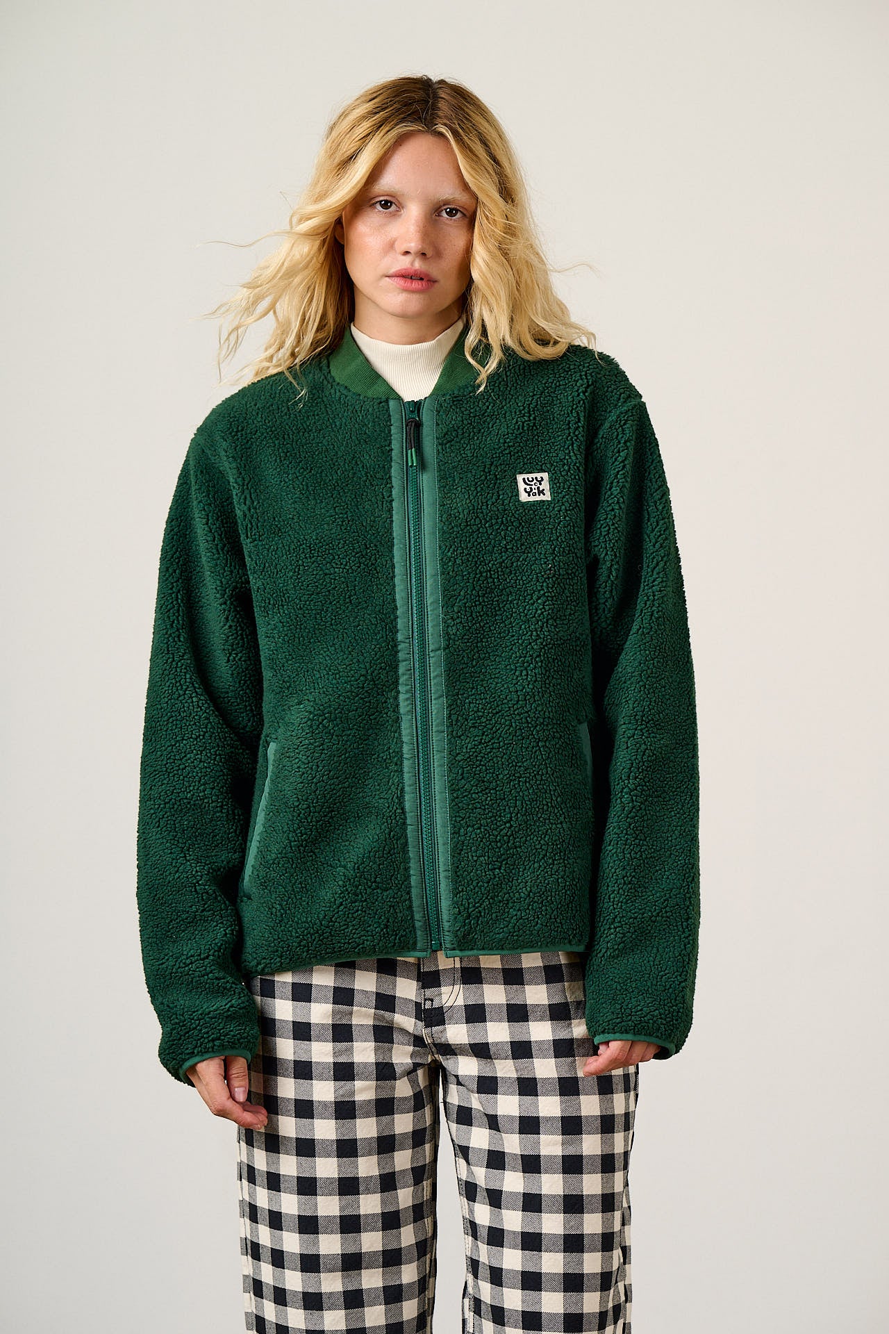Cassie - Fleece Bomber Jacket in Green