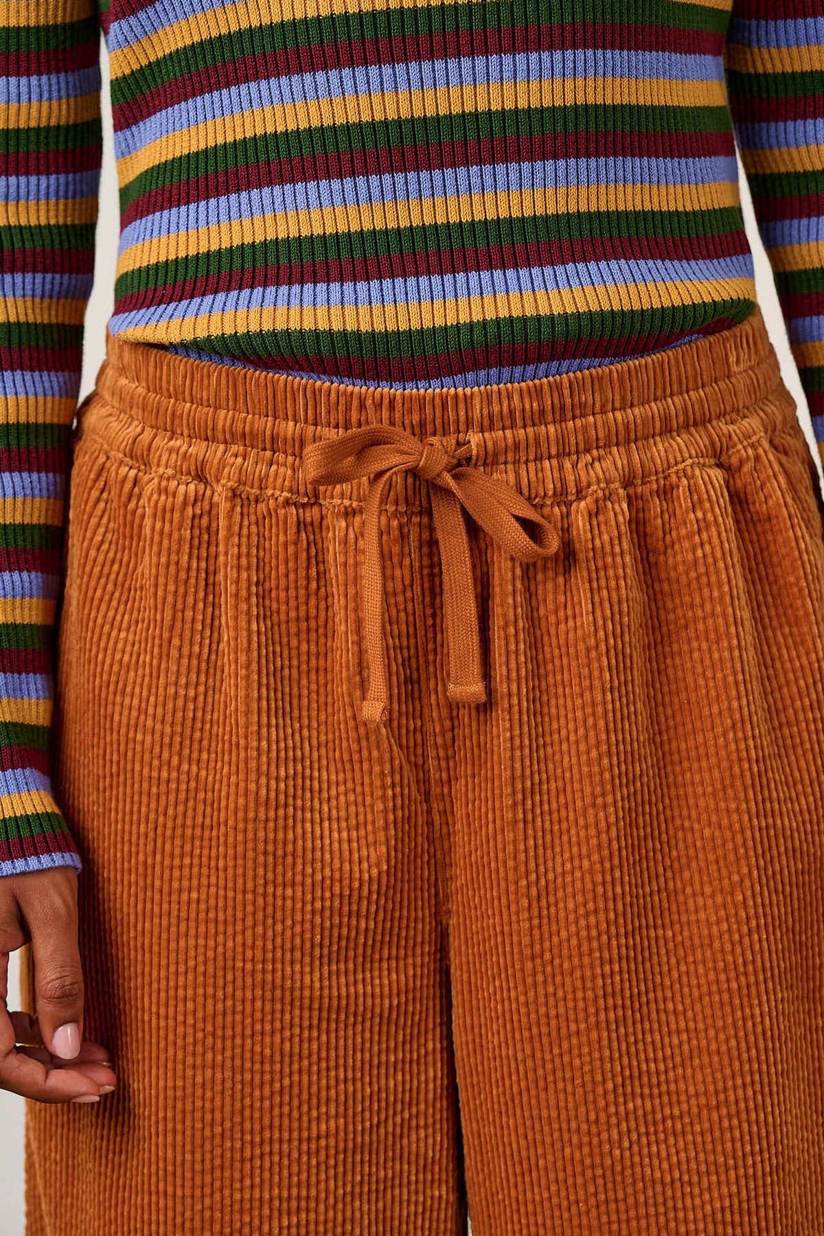 Chuck - Organic Corduroy Wide Leg Trousers in Rust