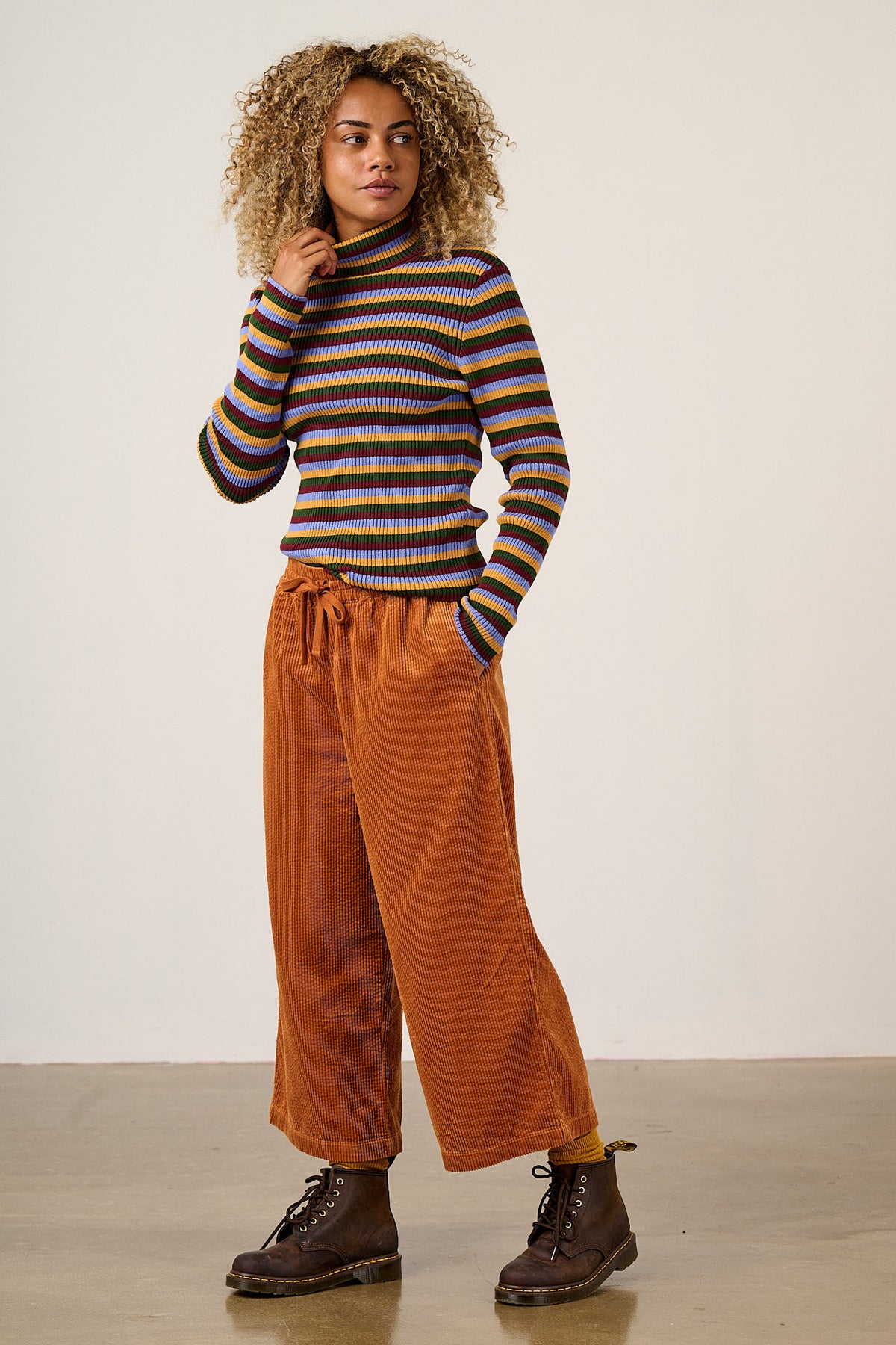 Chuck - Organic Corduroy Wide Leg Trousers in Rust
