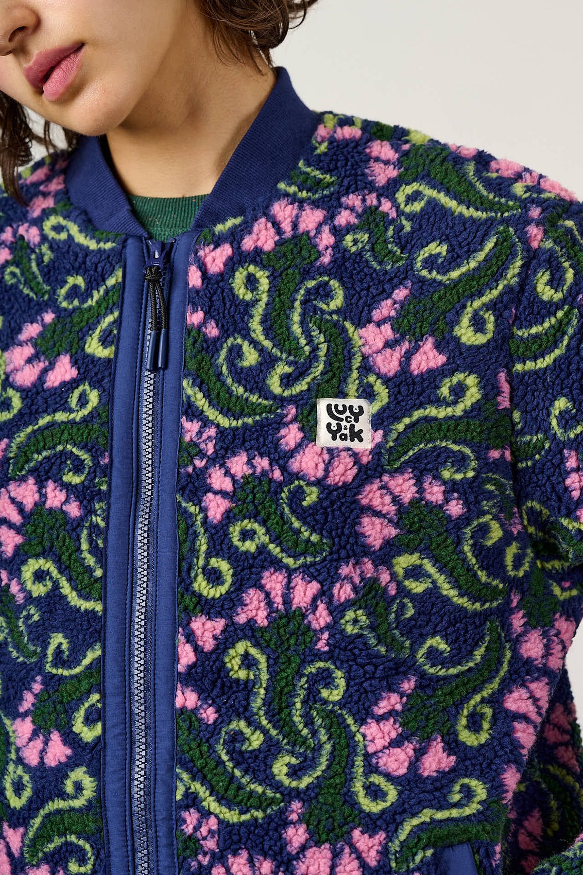 Cassie - Fleece Bomber in Tulip Swirl