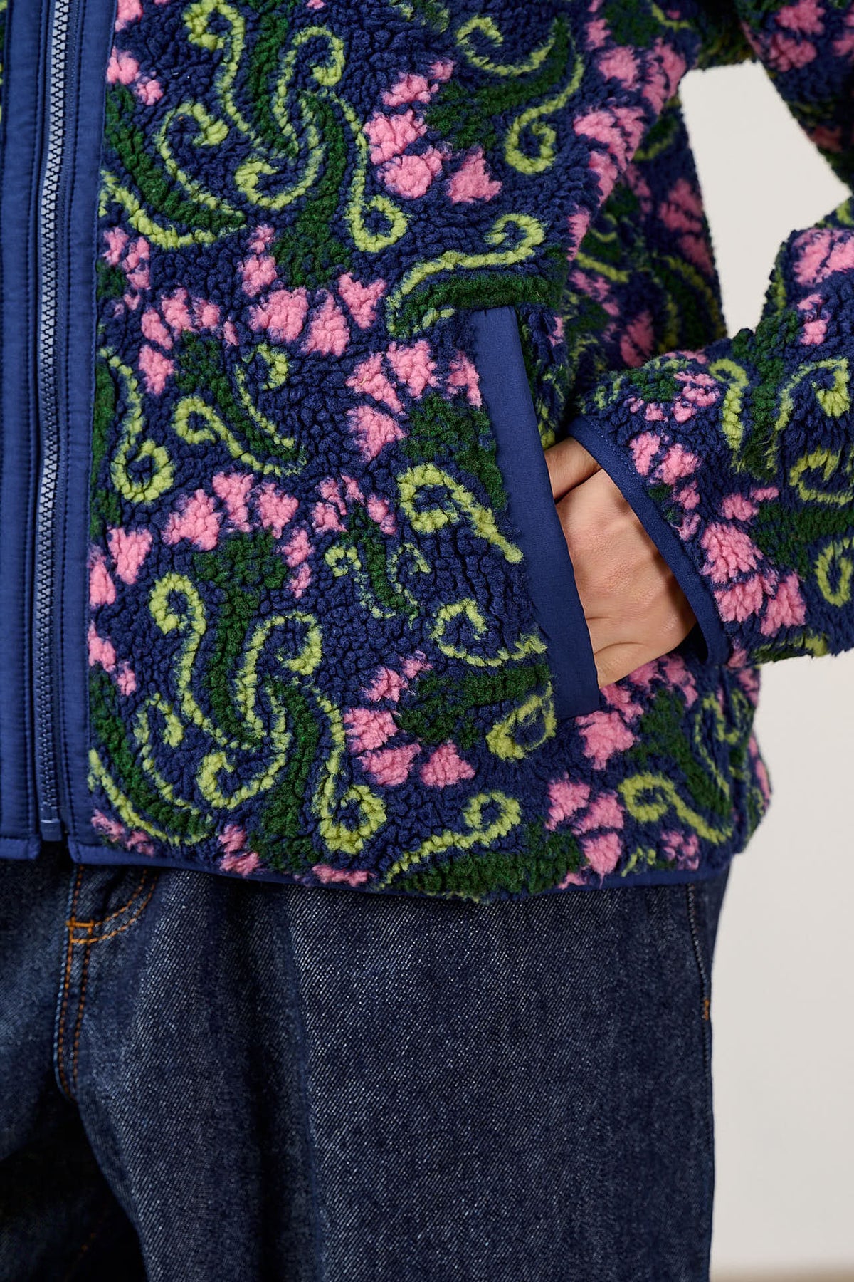 Cassie - Fleece Bomber in Tulip Swirl