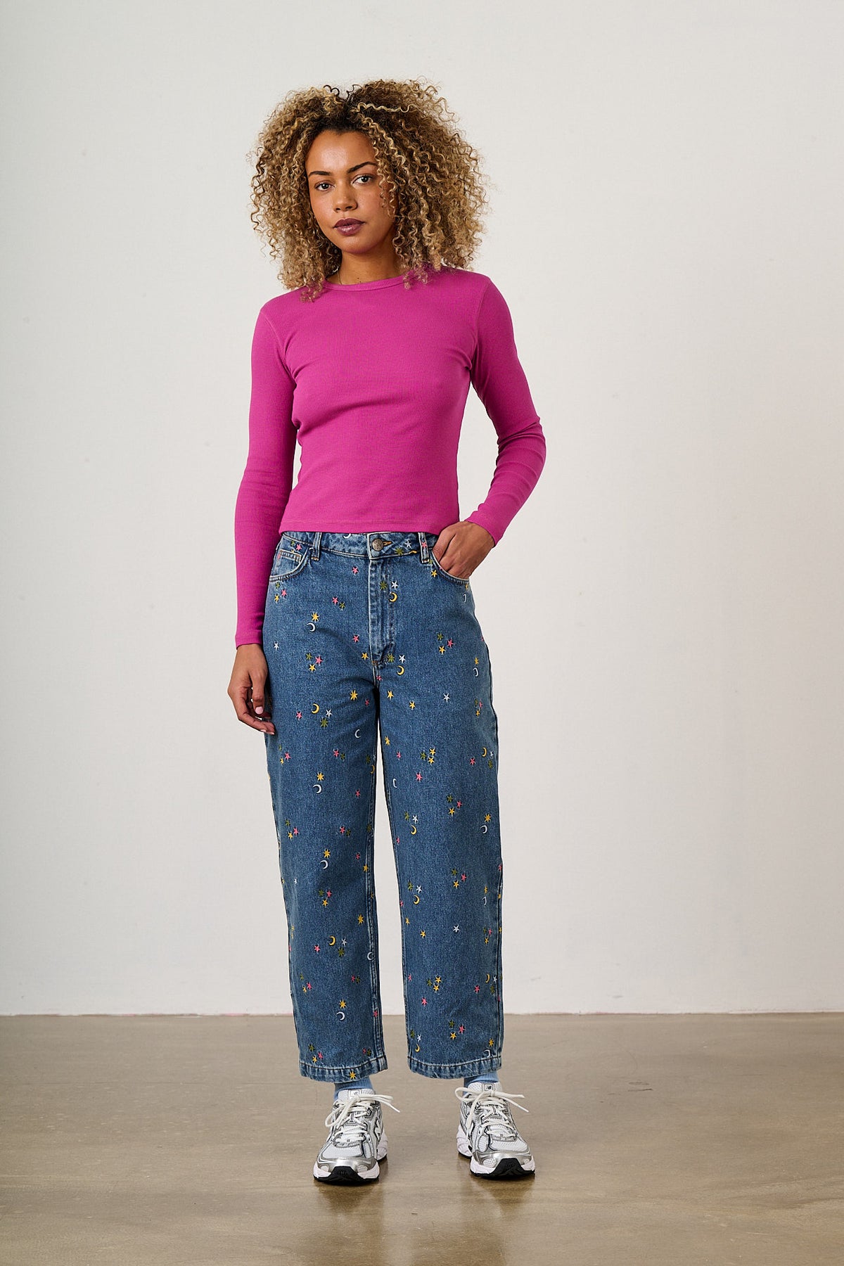 Drew - Organic Denim Straight Leg Jeans in Confetti Stars
