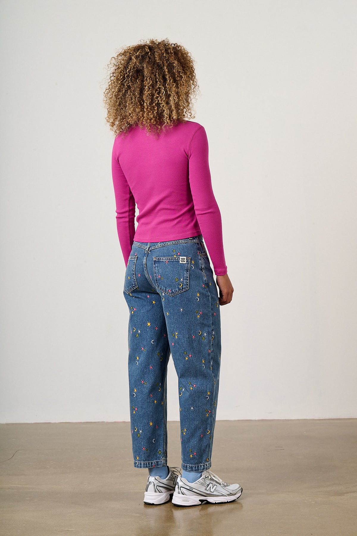 Drew - Organic Denim Straight Leg Jeans in Confetti Stars