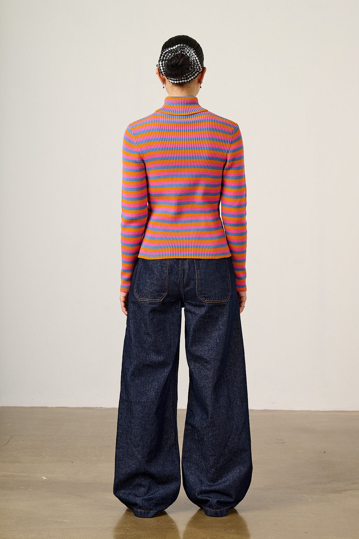 Eva - Roll Neck Jumper in Masquerade Stripe