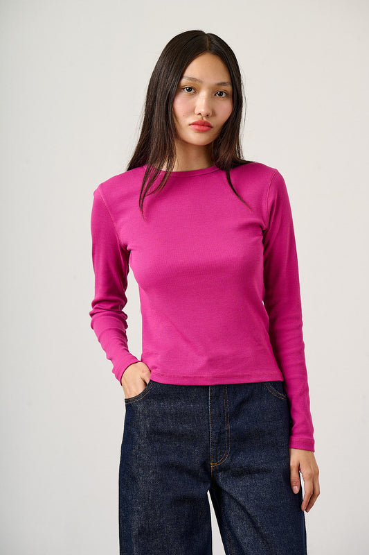 Grayson - Long Sleeve Top Cotton in Pink