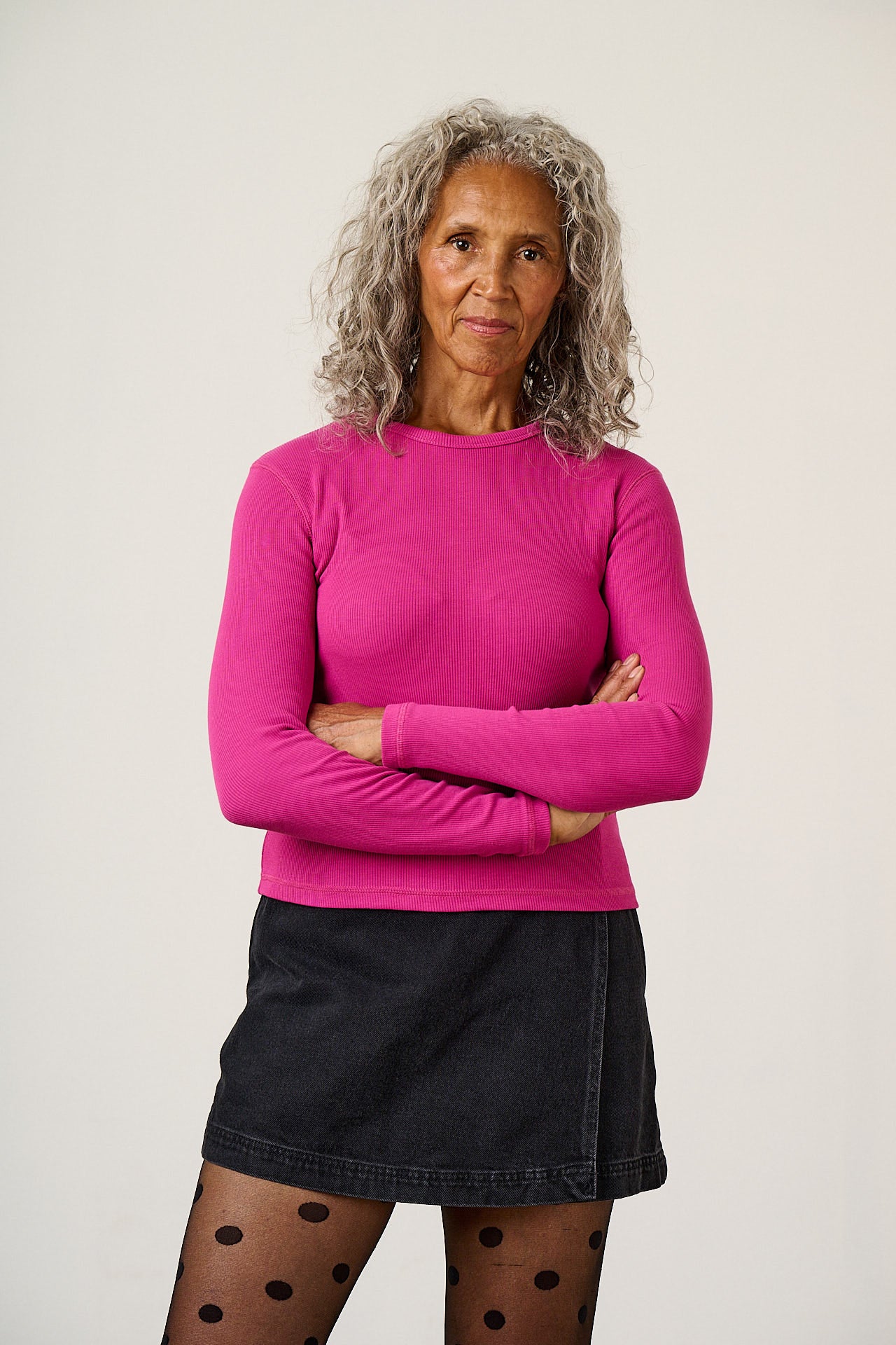 Grayson - Long Sleeve Cotton Top in Pink