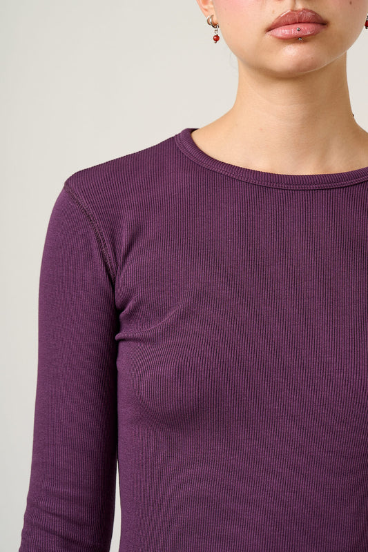 Grayson - Long Sleeve Cotton Top in Plum Perfect