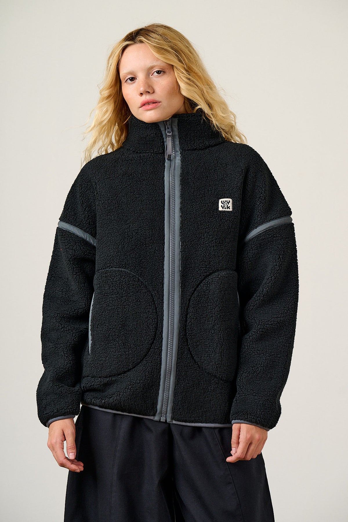 Hayes - Borg Zip Through Fleece in Black