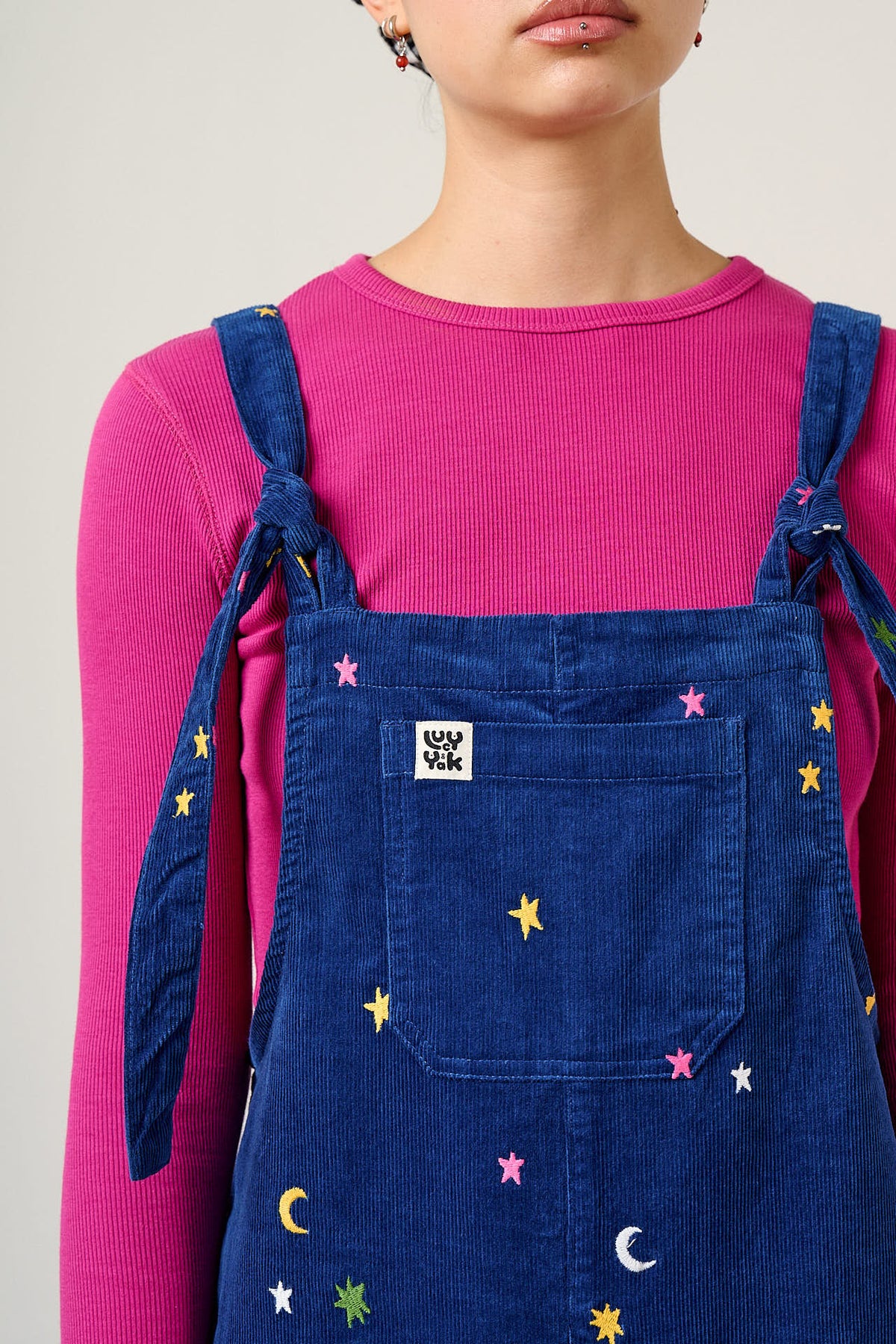 Jenny - Organic Corduroy Dungarees with Confetti Star Embroidery