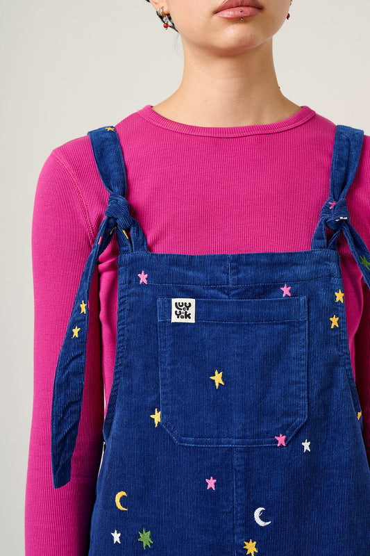 Jenny - Organic Corduroy Dungarees with Confetti Star Embroidery