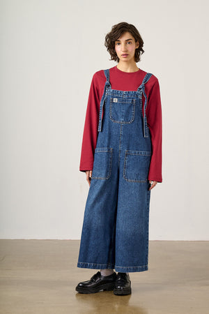 Jenny - Wide Leg Dungarees Organic Cotton Denim in Vintage Wash