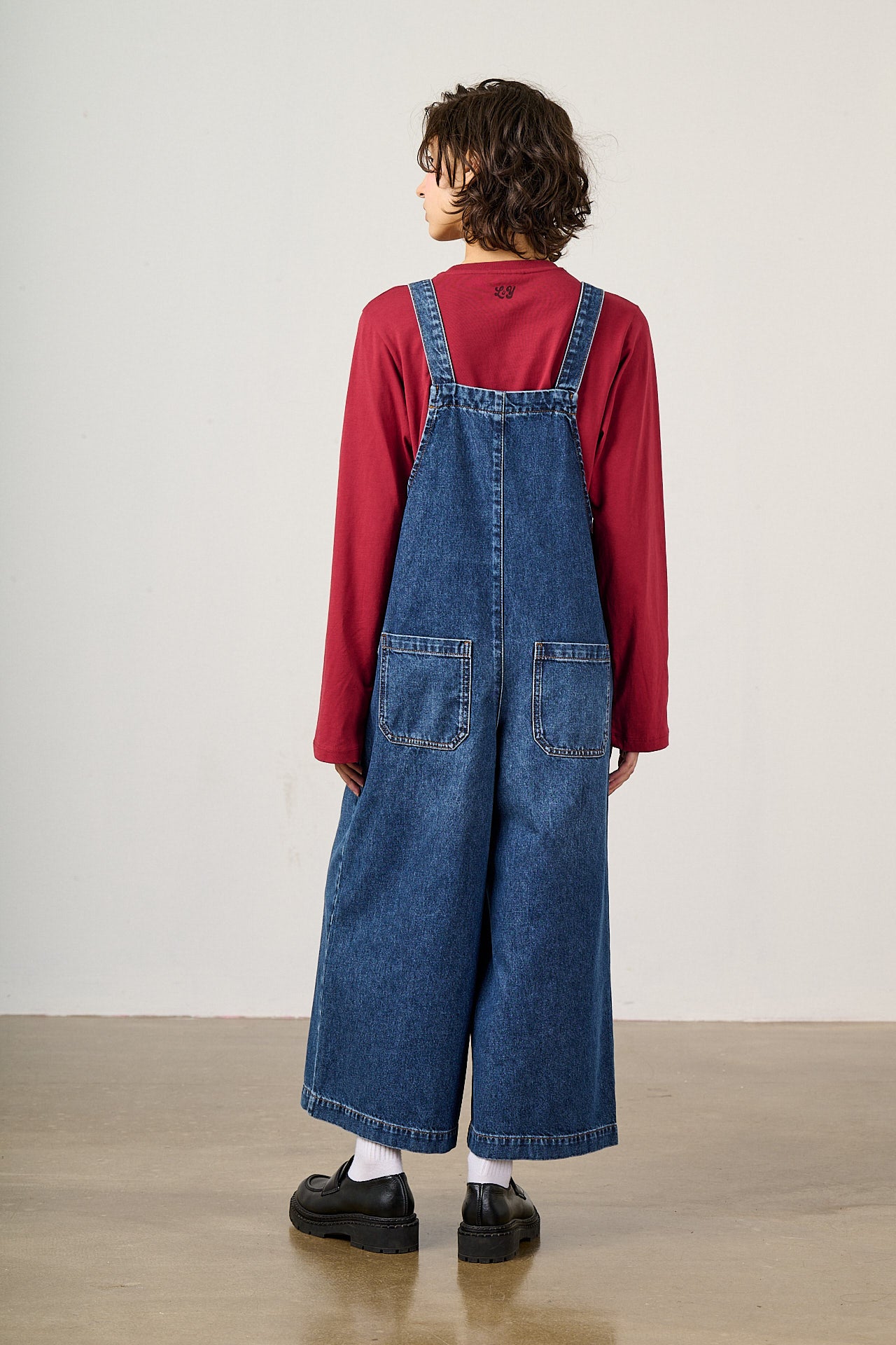 Jenny - Wide Leg Dungarees Organic Cotton Denim in Vintage Wash