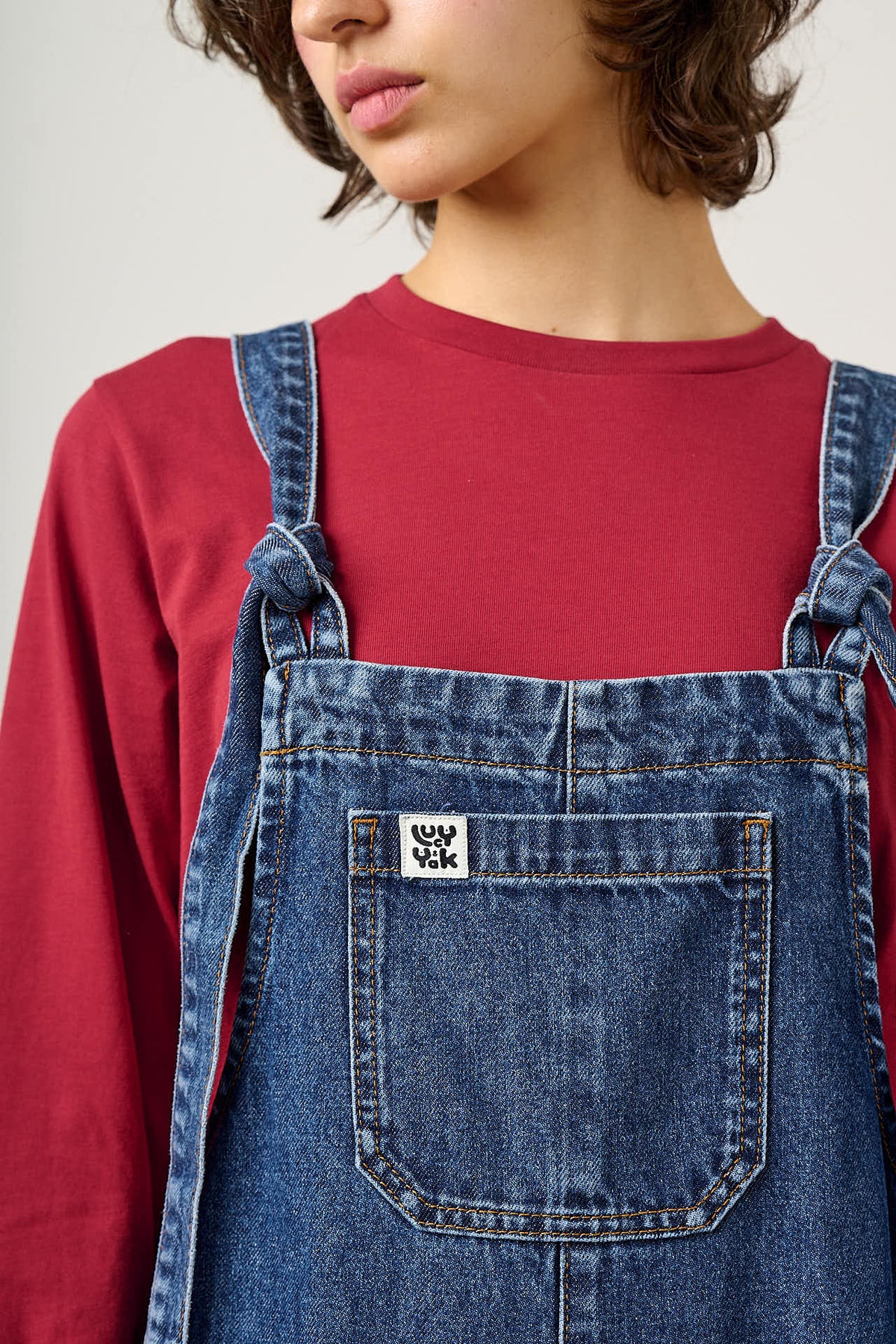 Jenny - Wide Leg Dungarees Organic Cotton Denim in Vintage Wash