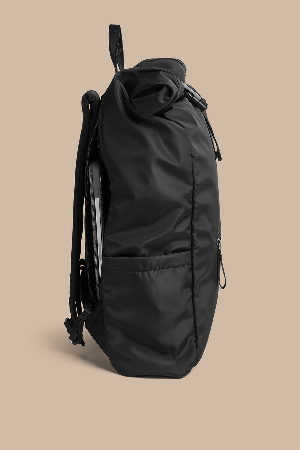 Jenson - Roll Top Backpack in Black