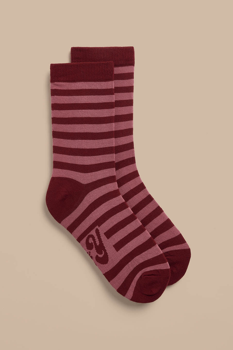 JoJo - Cotton Socks in Pink and Burgundy Stripe