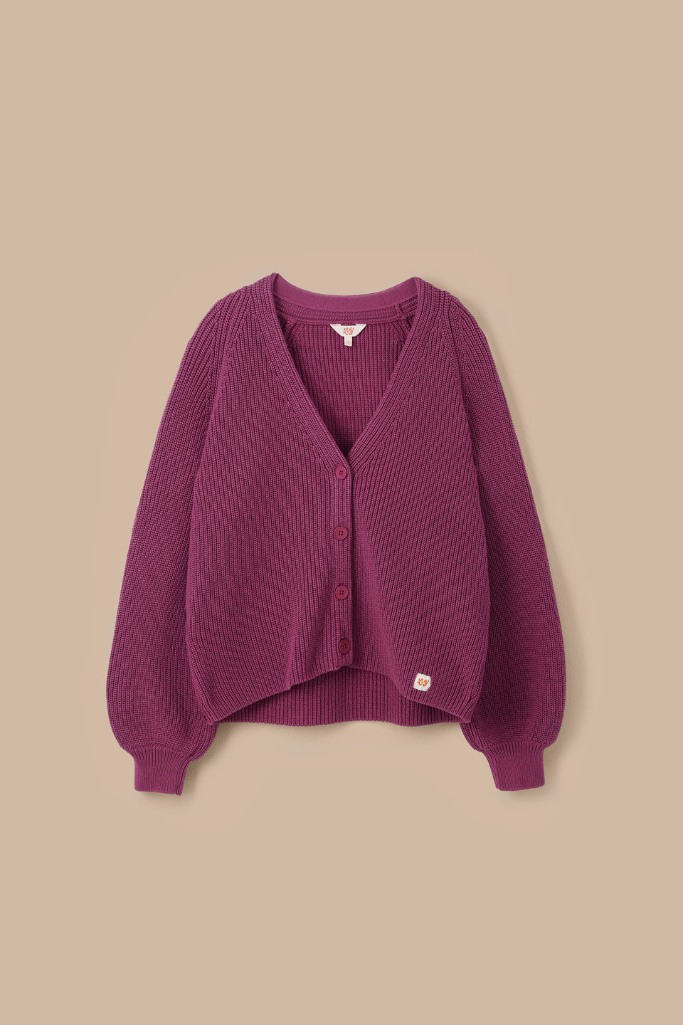 Juniper - Cotton Knit Cardigan in Burgundy