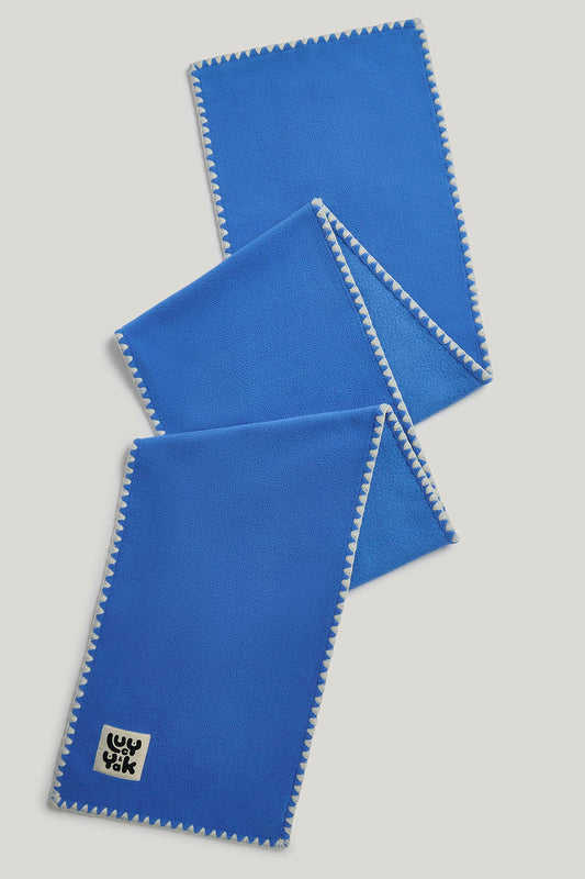 Kiri - Polar Fleece Blanket Stitch Scarf in Blue