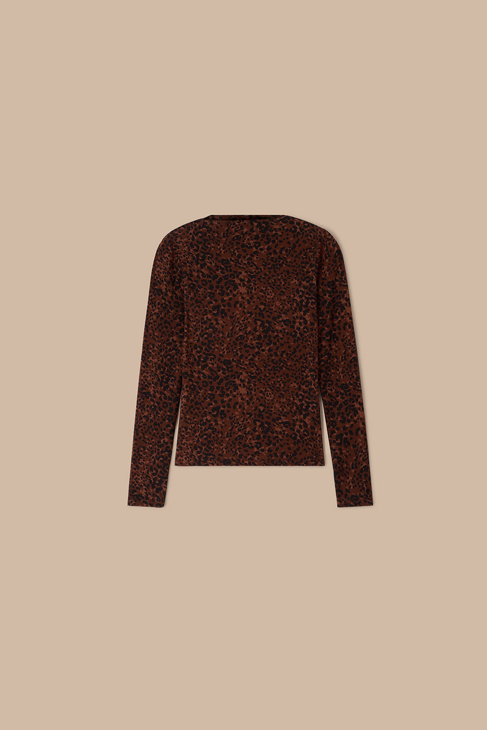 Sara - Long Sleeve Mock Neck Top Viscose in Animal